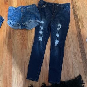 Jeans and 1 pair of shorts